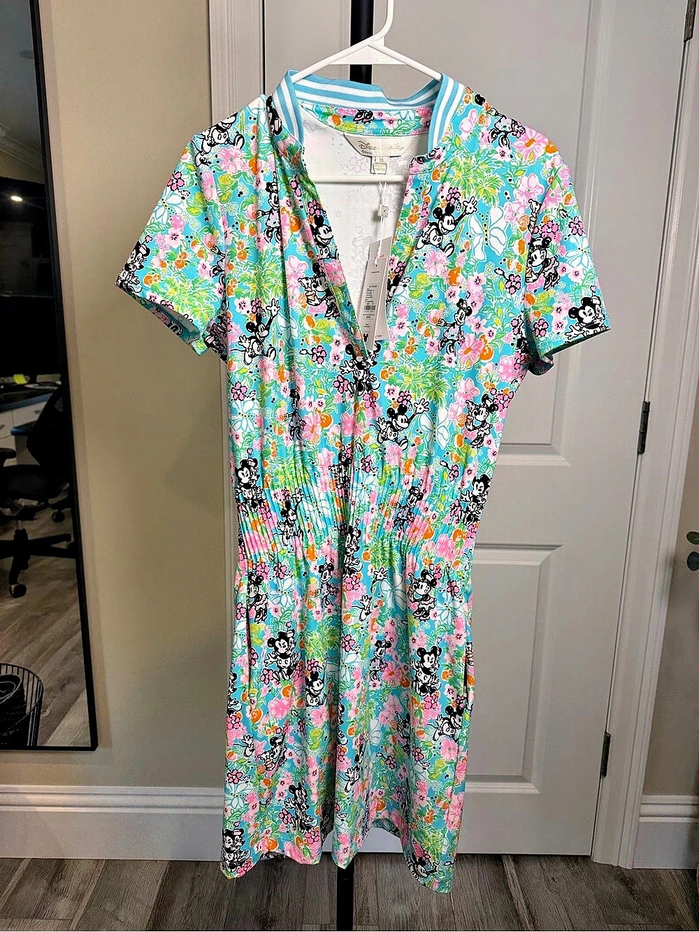 Lilly Pulitzer Lilly Hearts Disney Floral Midi Dress Blue & Pink Size Medium NWT